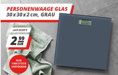 Druckerzubehoer: Glas-Personenwaage für 2,99 Euro