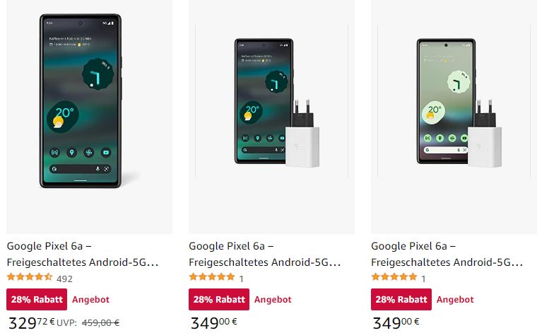 Amazon: Google Pixel 6a ab 329,72 Euro