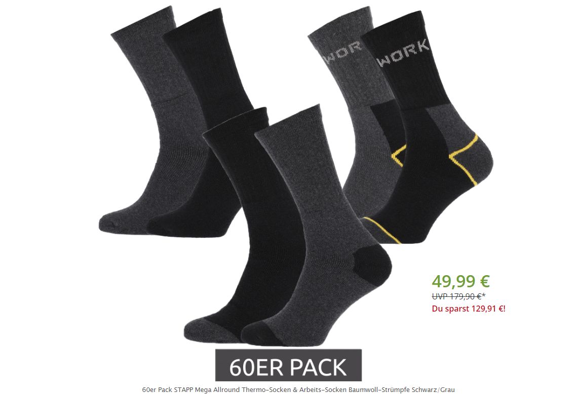 Outlet46: 60er-Pack Thermosocken für 49,99 Euro frei Haus