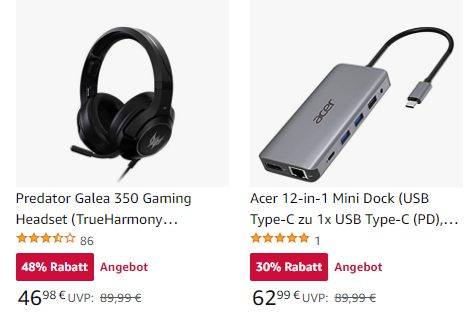 Amazon: Acer-Hardware bis Mittwoch mit Rabatt