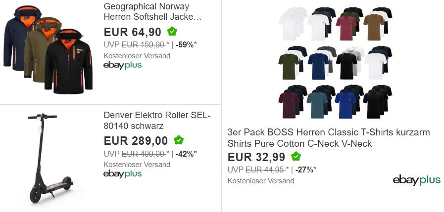 Ebay Plus: Dreierpack T-Shirts von Boss für unter 30 Euro