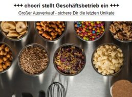 Chocri-Ausverkauf: Schokoladenrabatt wegen Betriebsaufgabe