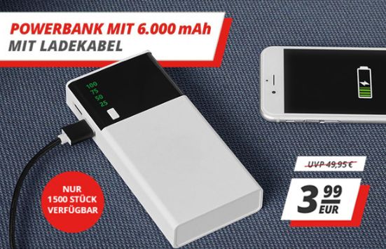 Druckerzubehoer: Powerbank mit 6000 mAh für 3,99 Euro