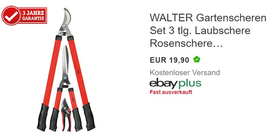 Ebay: Gartenscheren-Set mit drei Jahren Garantie für 19,90 Euro