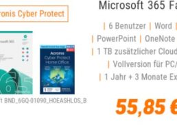 NBB: 15 Monate Office 365 Family mit Acronis Cyber Protect für 55,85 Euro