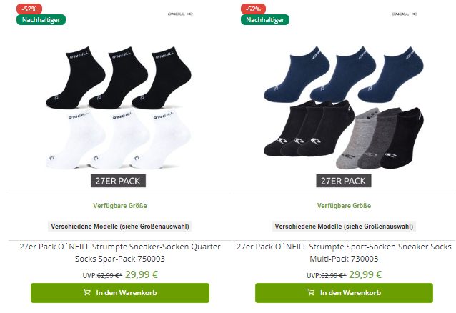 O'Neill: 27 Paar Socken für 29,99 Euro frei Haus