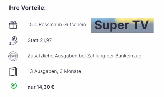 Magclub: 3 Monate "Super TV" für 14,30 Euro mit Gutschein über 15 Euro