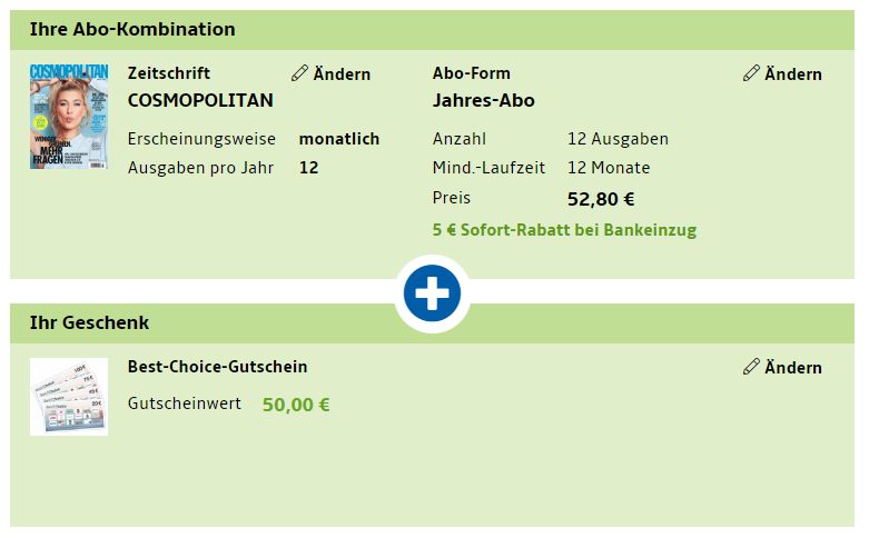 Cosmopolitan: Jahresabo für 47,20 Euro mit Gutschein über 50 Euro