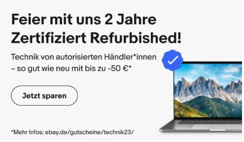 Ebay: Zertifizierte und generlaüberholte Technikartikel mit 10 Prozent Rabatt