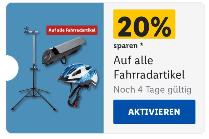 Lidl Plus: 20 Prozent Rabatt auf Fahrradartikel