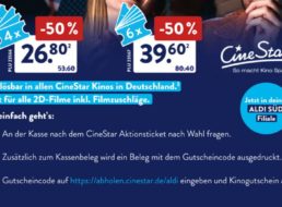 Aldi-Süd: Cinestar-Kinotickets ab 6,60 Euro