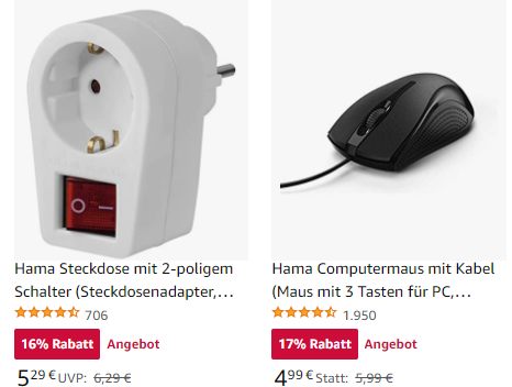 Hama: Sale bei Amazon mit Elektrik ab 4,99 Euro