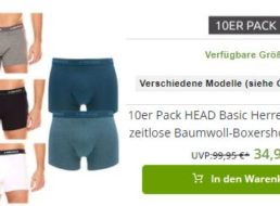 Outlet64: 10er-Pack Boxershorts für 34,99 Euro frei Haus