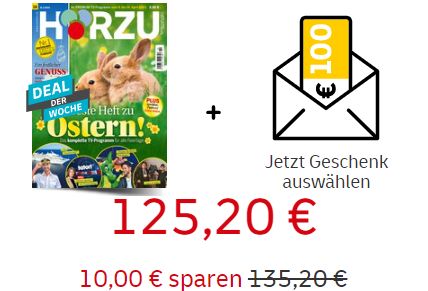 Hörzu: Jahresabo ab 125,20 Euro mit Gutschein über 130 Euro