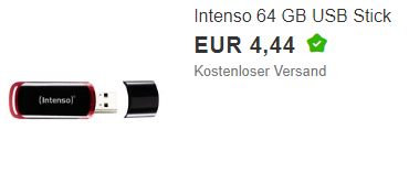 Ebay: Intenso USB-Stick mit 64 GByte für 4,44 Euro frei Haus