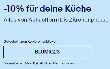 Ebay: 10 Prozent Küchenrabatt bis 3. Mai