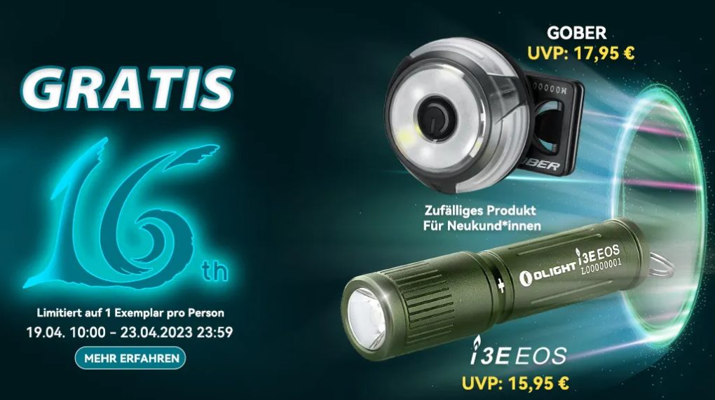 Olight: Sale mit Gratis-Produkten und bis zu 40 Prozent Rabatt