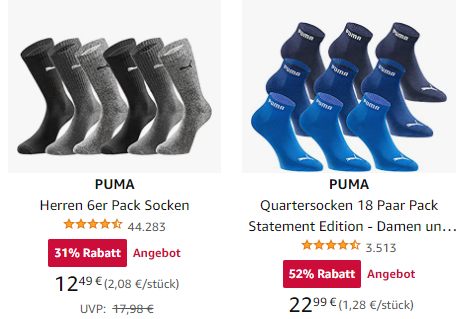 Amazon: Socken und Boxer von Levis und Puma mit Rabatt