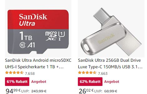 Sandisk: TByte-Speicherkarte für 94,99 Euro