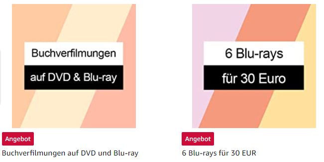 Amazon: 6 Blu-rays nach Wahl für 30 Euro