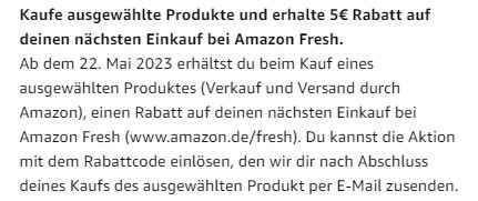 Amazon: Rabatt von fünf Euro bei Fresh