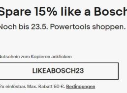 Ebay: 15 Prozent Rabatt auf Bosch-Artikel