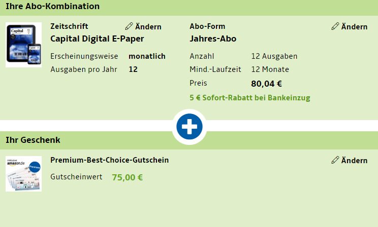 Capital: e-Abo für 75,04 Euro mit Gutschein über 75 Euro