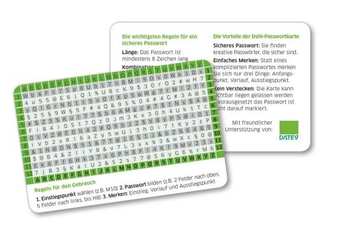 Gratis: DsiN-Passwortkarte zum Nulltarif frei Haus