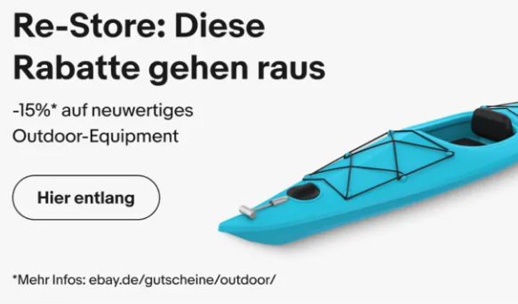 Ebay: Outdoor-Artikel im Re-Store mit 15 Prozent Extra-Rabatt