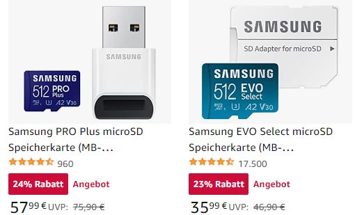 Amazon: Samsung-Spezial mit SSDs, Speicherkarten und mehr