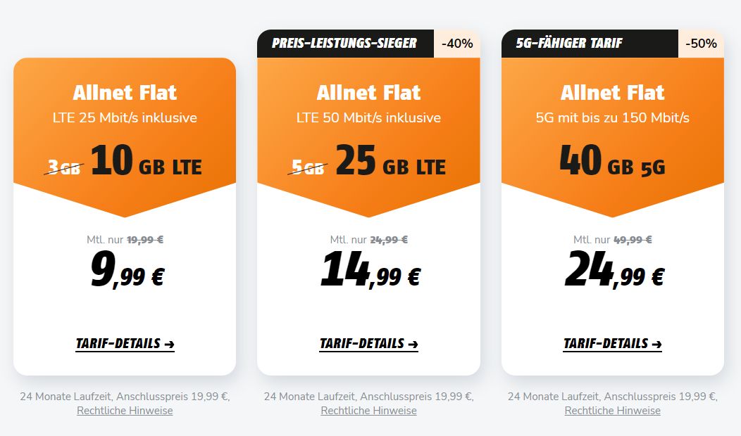 Klarmobil: Vodafone-Datenflats ab 9,99 Euro