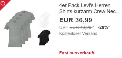 Ebay: Viererpack Levi's-Shirts und Gold mit Rabatt