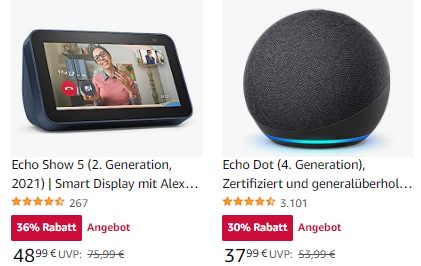 Amazon: Zertifizierte generalüberholte Echo-Geräte mit Rabatt