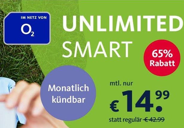 Freenet: Unlimited Smart im O2-Netz für 14,99 Euro