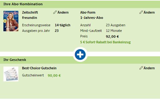 Freundin: Jahresabo für 87 Euro mit Gutschein über 90 Euro