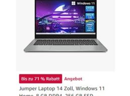 Amazon: Notebook „Jumper S5-8256“ mit Windows 11 für 249,95 Euro