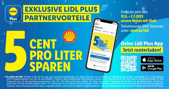 Lidl Plus: 5 Cent / Liter Tankrabatt bei Shell