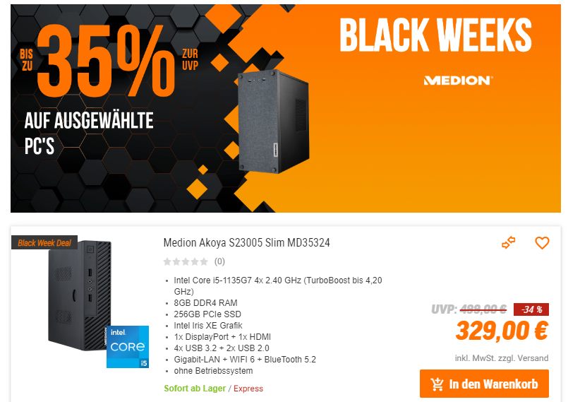 NBB: Medion-Sale mit PCs ab 329 Euro