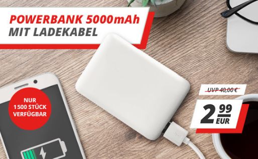 Druckerzubehoer: Powerbank mit 5000 mAh für 2,99 Euro