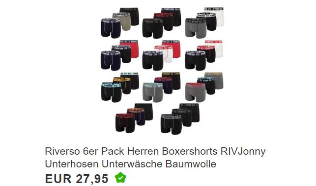 Riverso: Boxershorts im Sechserpack für 27,95 Euro frei Haus