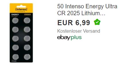 Ebay: 50er-Pack CR2025-Batterien für 6,99 Euro