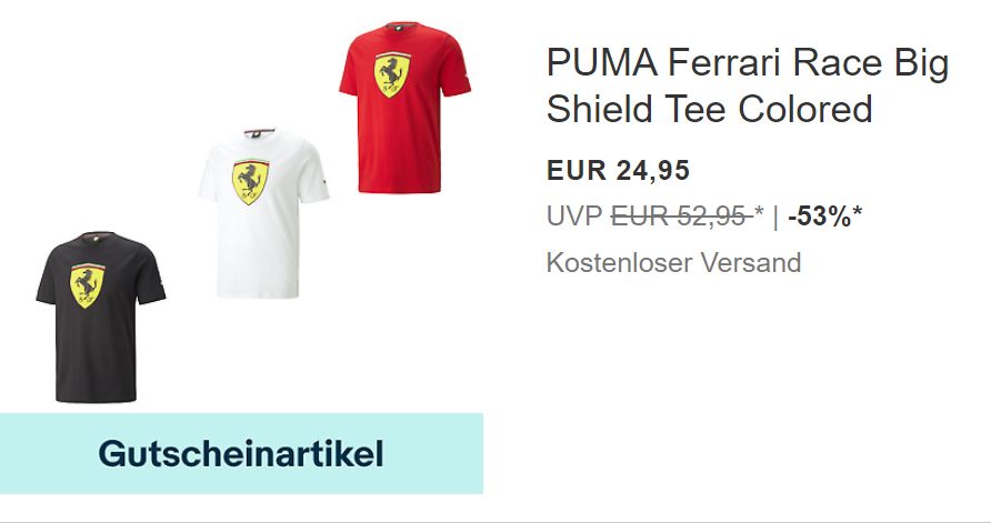 Ebay: Puma Scuderia Ferrari Shirt für 21,21 Euro