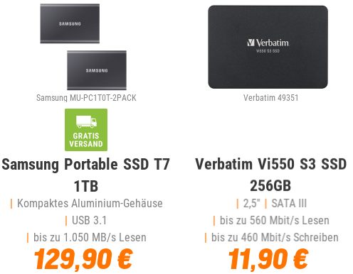 NBB: Samsung SSD T7 mit 1 TByte im Doppelpack für 129,90 Euro