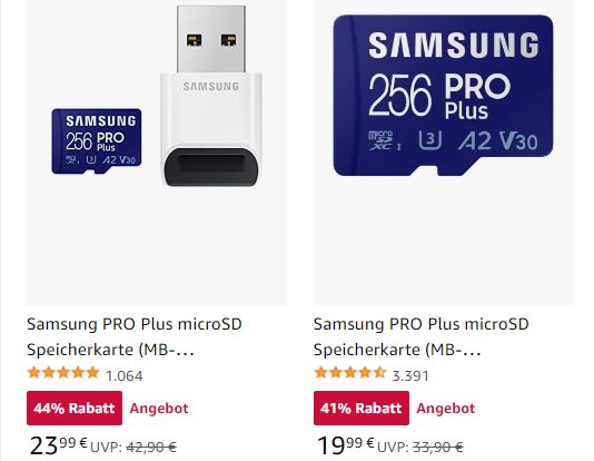 Samsung: Speichermedien bei Amazon ab 19,99 Euro