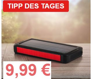 Druckerzubehoer: Solar-Powerbank für 9,99 Euro