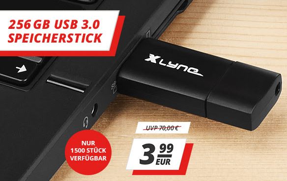 Druckerzubehoer.de: USB-Stick mit 256 GByte für 3,99 Euro