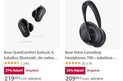 Bose: Noise Cancelling Headphones 700 für 209,99 Euro