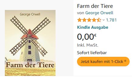 Gratis: eBook "Farm der Tiere" bei Amazon für 0 Euro