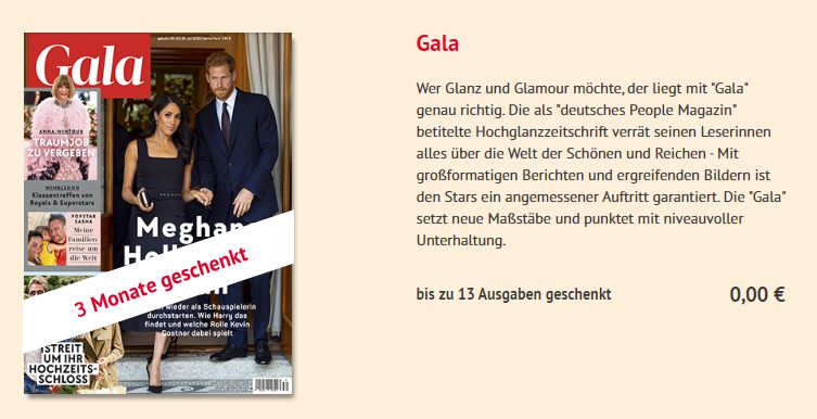 Gratis: 13 x Gala für 0 Euro frei Haus