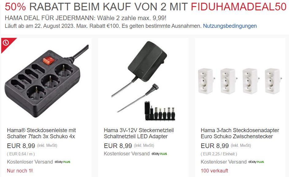 Ebay: Doppelpack Hama-Artikel nach Wahl für maximal 9,99 Euro